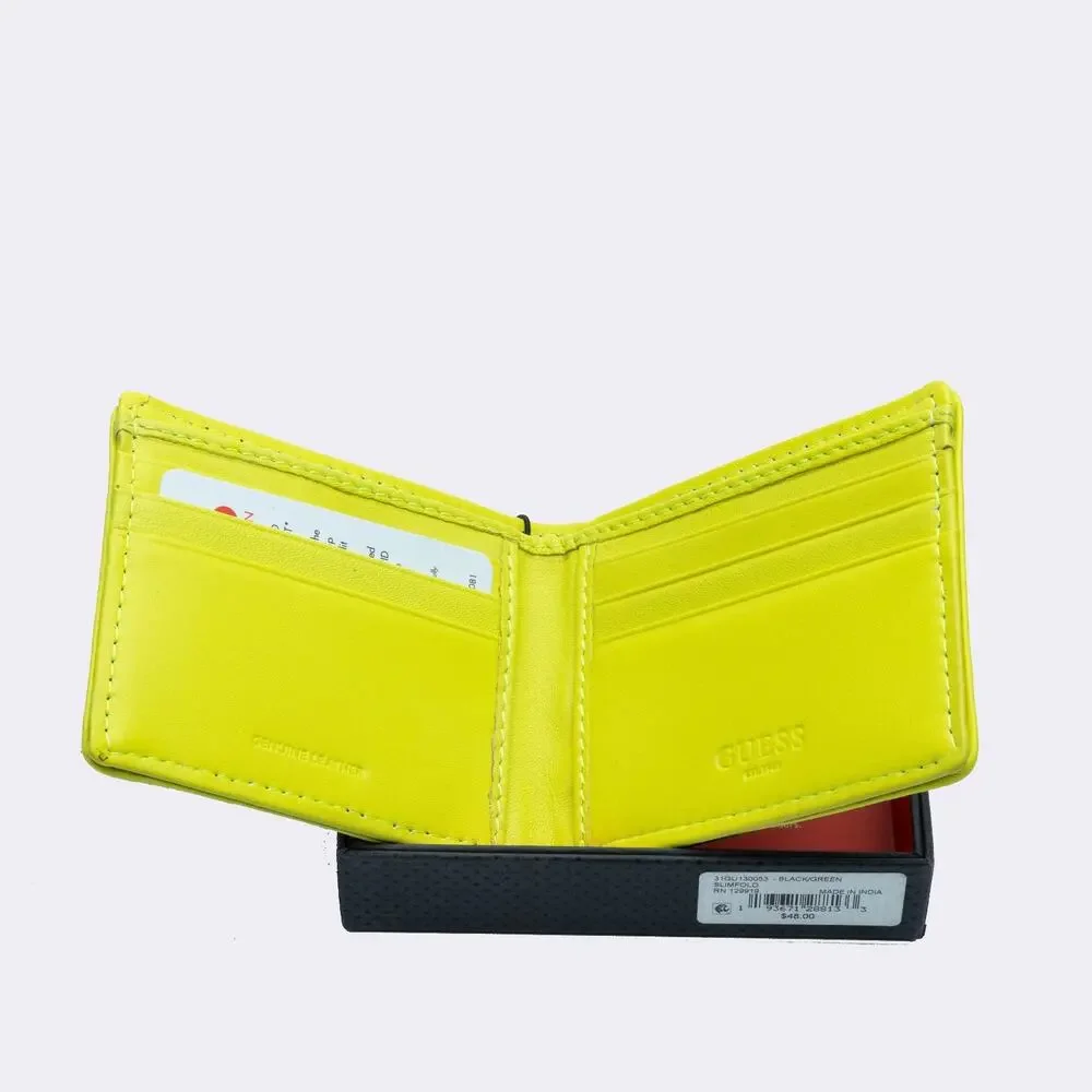 Guess Men Dinate Signature Stripe Quatro-g Print Rfid Wallet - Black/Green